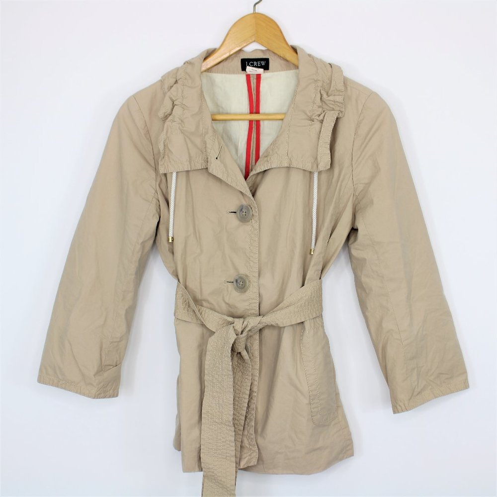 J. Crew Belted Jacket Women sz 4 Button Front Coat